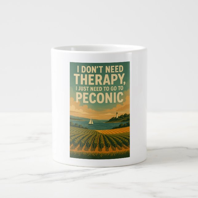 Taza De Café Gigante No necesito terapia, solo necesito Peconic (Frente)