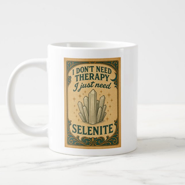 Taza De Café Gigante No necesito terapia, solo necesito selenita (Izquierda)