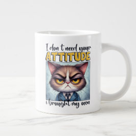 Taza De Café Gigante No necesito tu actitud. ¡Traje la mía!