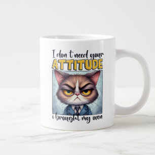 Taza De Café Gigante No necesito tu actitud. ¡Traje la mía!