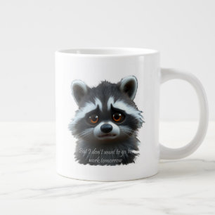 Taza De Café Gigante No quiero trabajar Raccoon Animal