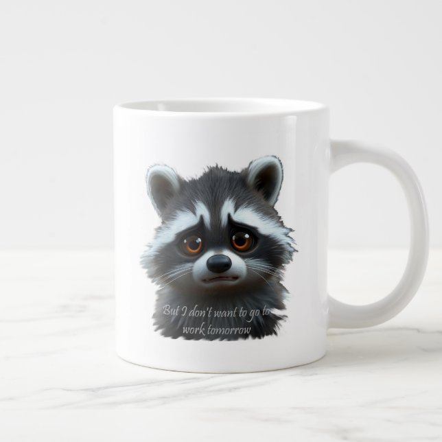 Taza De Café Gigante No quiero trabajar Raccoon Animal (Derecha)