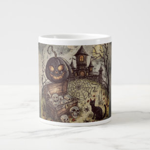 Taza De Café Gigante Noche de Halloween: La Calabaza Negra Espantosa Gu
