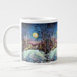Taza De Café Gigante Noche silenciosa de invierno Luna llena en Suecia