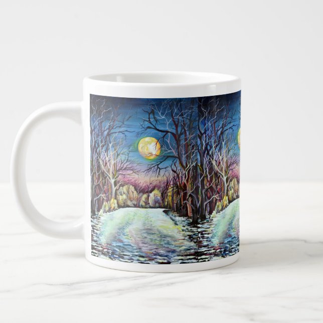 Taza De Café Gigante Noche silenciosa de invierno Luna llena en Suecia (Izquierda)