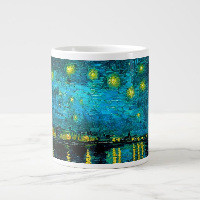 Taza De Café Gigante Noche Van Gogh Starry sobre el Ródano (Frente)