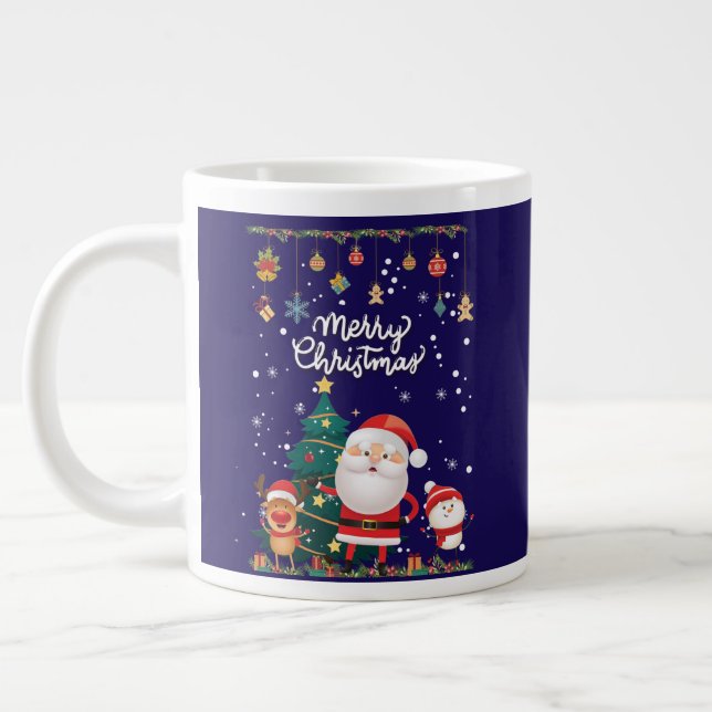 Taza De Café Gigante Nochebuena divertida, hombre de nieve, reno Feliz  (Izquierda)