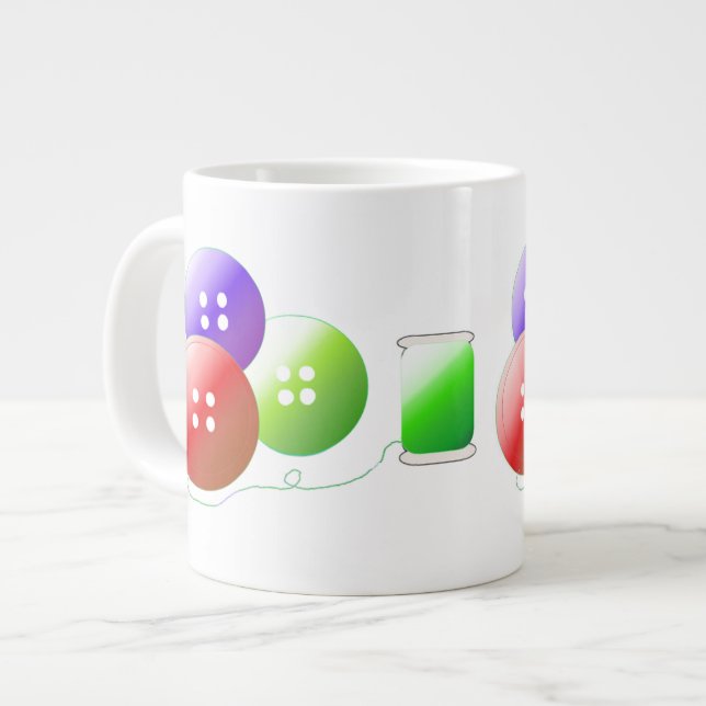 Taza De Café Gigante Nociones de coser coloridas (Izquierda)