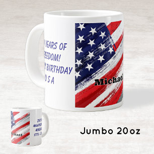 Taza De Café Gigante Nombre, 250 Años de Libertad Aniversario USA 20oz
