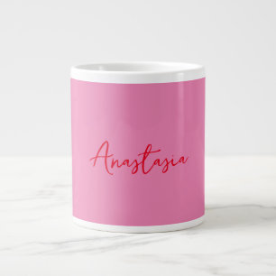Taza De Café Gigante Nombre caligráfico profesional personalizado rosa