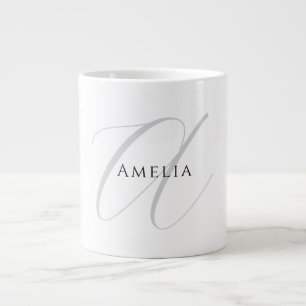 Taza De Café Gigante Nombre Chic Monograma Letra Inicial Caligrafía 