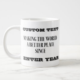Taza De Café Gigante Nombre de cumpleaños personalizado y intervalo de