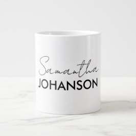 Taza De Café Gigante Nombre de guión de monograma | Femeninas Minimalis