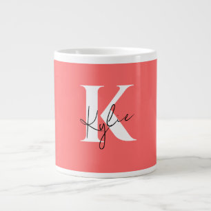 Taza De Café Gigante Nombre de monograma personalizado vibrante moderno