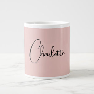 Taza De Café Gigante Nombre del guión de caligrafía minimalista Rosa de