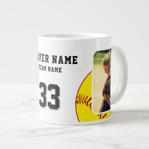Taza De Café Gigante Nombre del jugador de sóftbol Número Equipo 2 Foto