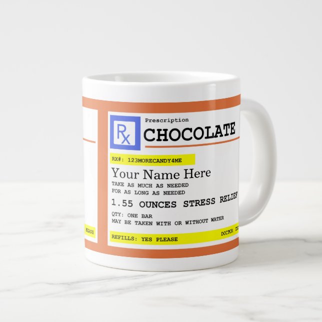 Taza De Café Gigante Nombre del Personalizable de chocolate con receta  (Derecha)