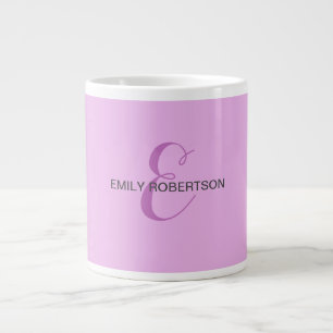 Taza De Café Gigante Nombre Monograma Letra inicial Orquídea & Lilac