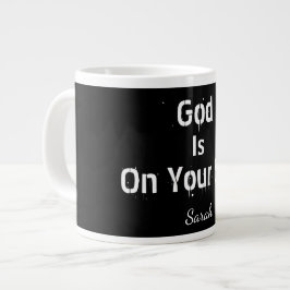 Taza De Café Gigante Nombre negro moderno en negrita La fe de Dios está