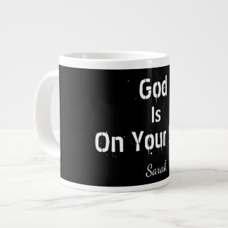 Taza De Café Gigante Nombre negro moderno en negrita La fe de Dios está