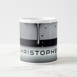 Taza De Café Gigante Nombre personalizado con metal líquido que gotea