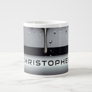 Taza De Café Gigante Nombre personalizado con metal líquido que gotea