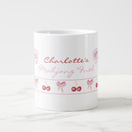Taza De Café Gigante Nombre personalizado Coquette Mahjong Fuel Lazos R