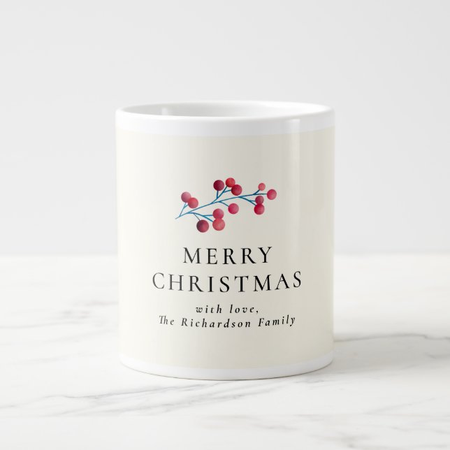 Taza De Café Gigante Nombre personalizado de Holly cherry merry christm (Frente)