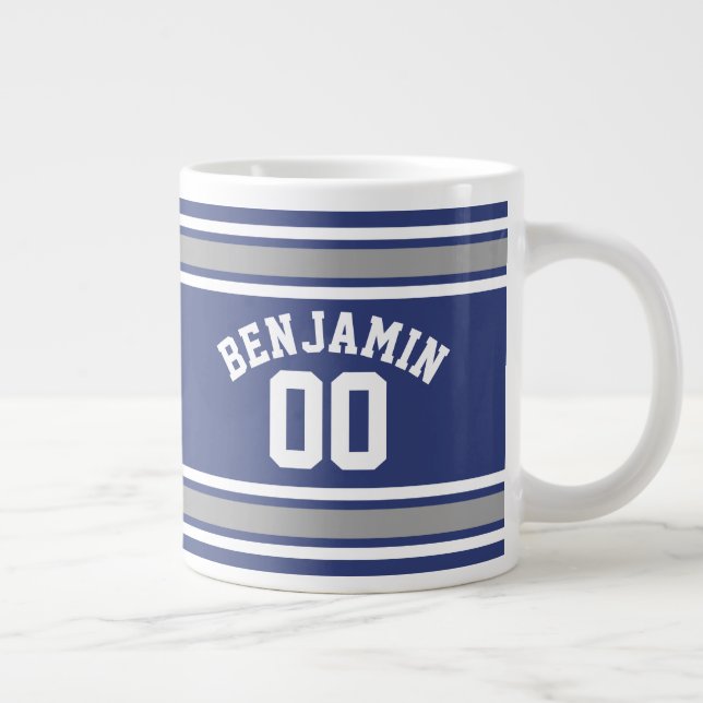 Taza De Café Gigante Nombre personalizado de Jersey para Deportes Azule (Derecha)