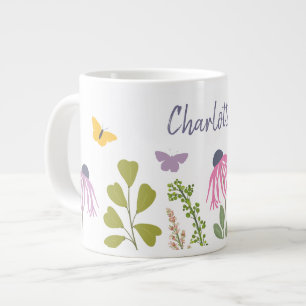 Taza De Café Gigante Nombre personalizado de las flores de jardín y las