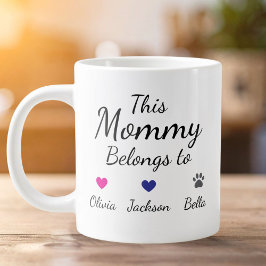 Taza De Café Gigante Nombre personalizado de niños y mascotas para esta