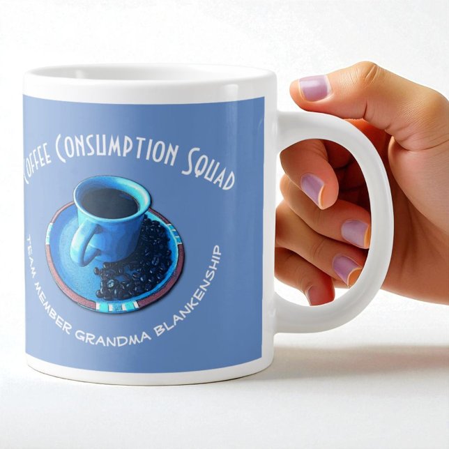 Taza De Café Gigante Nombre personalizado del miembro del equipo de Cof (Template jumbo ceramic coffee mug design on both sides of handle.)
