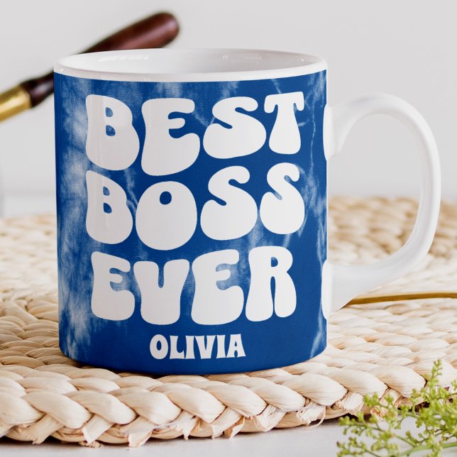 Taza De Café Gigante Nombre personalizado del tinte azul retro del mejo (Subido por el creador)
