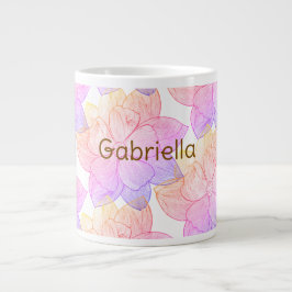 Taza De Café Gigante Nombre personalizado Gabriella "Sunset Bloom" Jumb