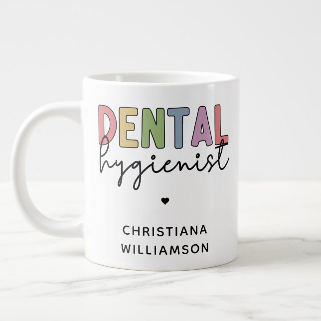 Taza De Café Gigante Nombre personalizado Higienista dental Regalos RDH (Izquierda)