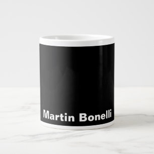 Taza De Café Gigante Nombre personalizado Minimalista blanco negro mode