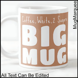 Taza De Café Gigante Nombre personalizado Novedad divertida de Big Mug 