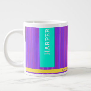 Taza De Café Gigante Nombre personalizado púrpura de moda
