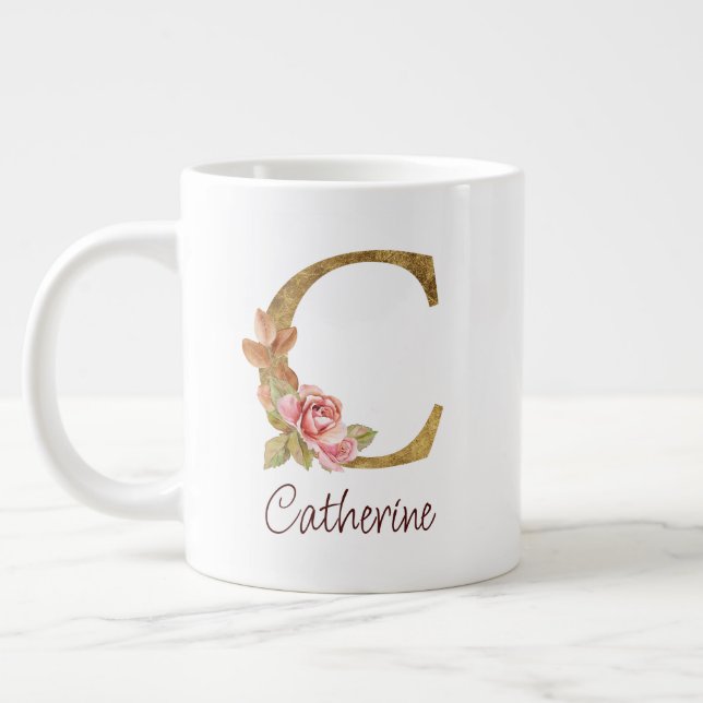Taza De Café Gigante Nombre personalizado Relieve metalizado dorado Rub (Izquierda)
