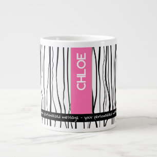 Taza De Café Gigante Nombre personalizado rosa y negro moderno