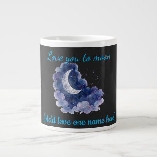 Taza De Café Gigante Nombre personalizado Te amo hasta la luna Acuarela
