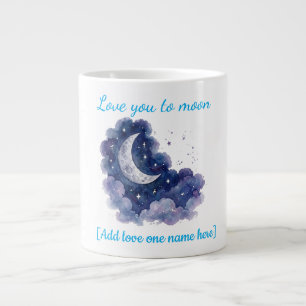Taza De Café Gigante Nombre personalizado Te amo hasta la luna Acuarela