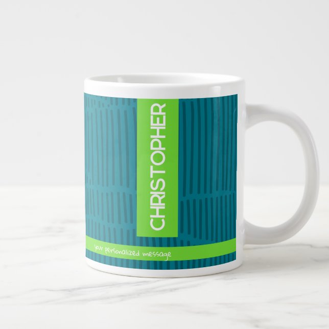 Taza De Café Gigante Nombre personalizado verde moderno (Derecha)