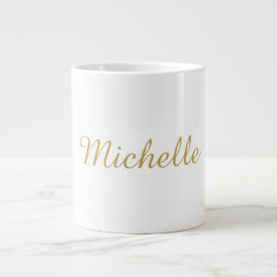 Taza De Café Gigante Nombre Propio Creativo Moderno Color Dorado Script