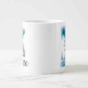 Taza De Café Gigante Nombre X inicial personalizado de invierno