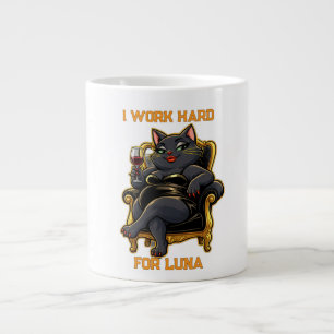 Taza De Café Gigante Nombre y foto de gato con tipografía moderna simpl