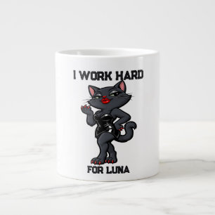 Taza De Café Gigante Nombre y foto de gato con tipografía moderna simpl