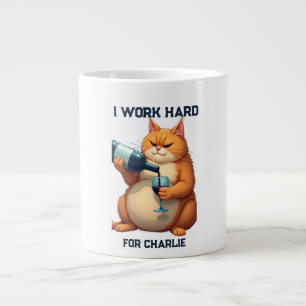 Taza De Café Gigante Nombre y foto de gato con tipografía moderna simpl