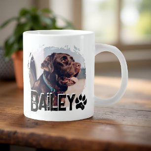 Taza De Café Gigante Nombre y foto simple moderno genial de Grunge para