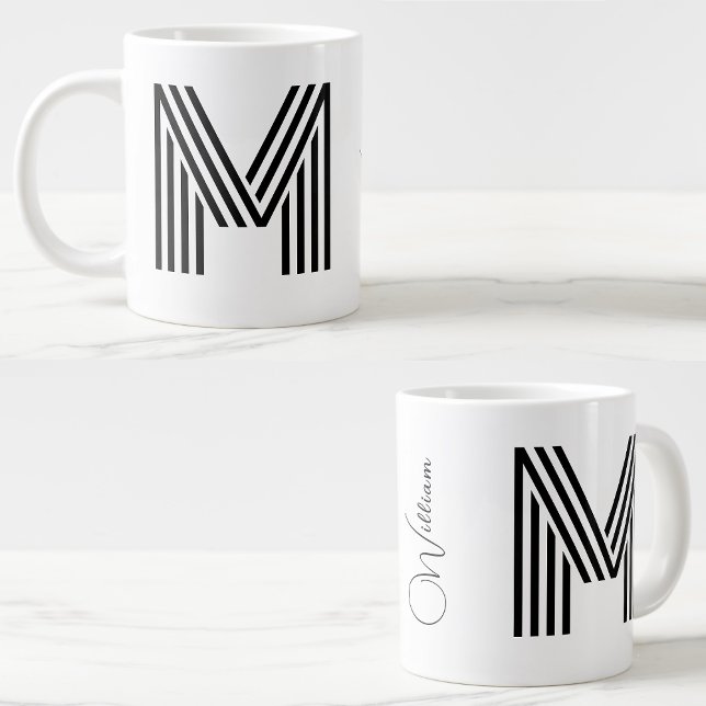 Taza De Café Gigante Nombre y Monograma Jumbo Cup | inicial personaliza (large coffee mug)